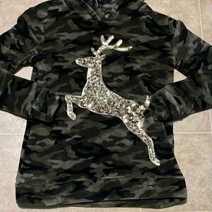 Miss Chievous camouflage gold sequin’s reindeer hooded fleece